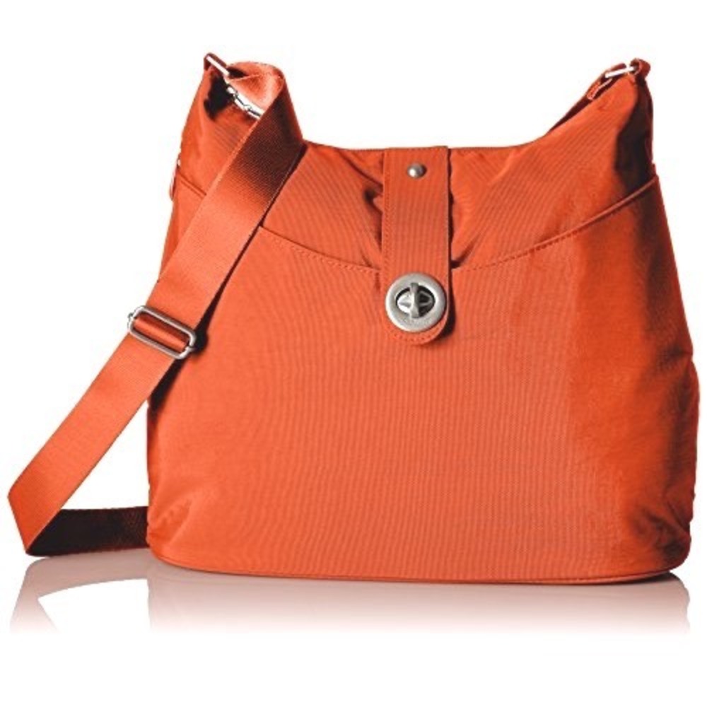 Baggallini Helsinki Nylon Adjustable Crossbody Bag Messenger Purse  Fall Orange